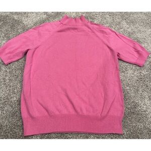 Ann Taylor Hot Pink Mock Neck Short Sleeve Sweater